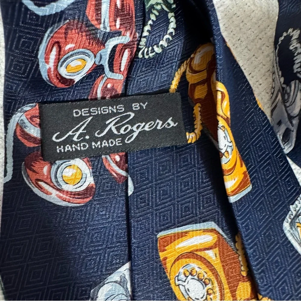 Vintage Telephone Patterned‎ Tie - Black